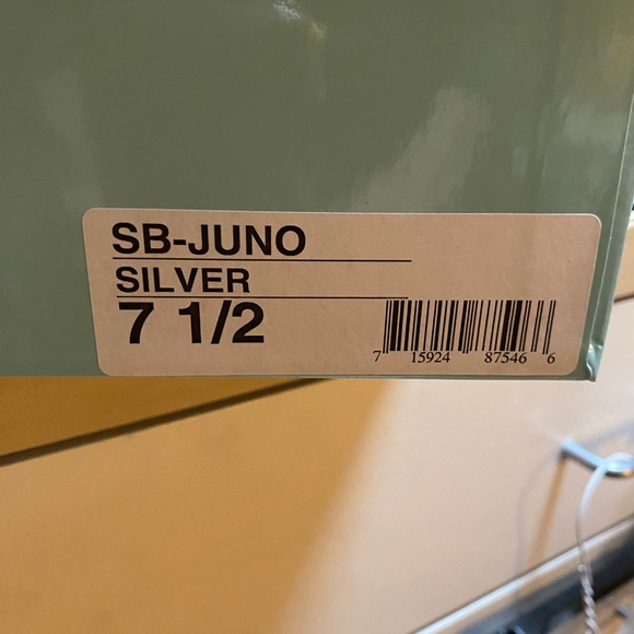 Silver ankle strap heels with crystal trim - Picture 5 of 7